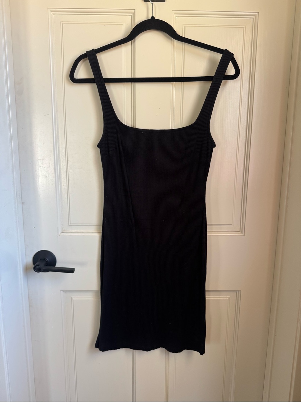 Black Ribbed Tank Slip Dress